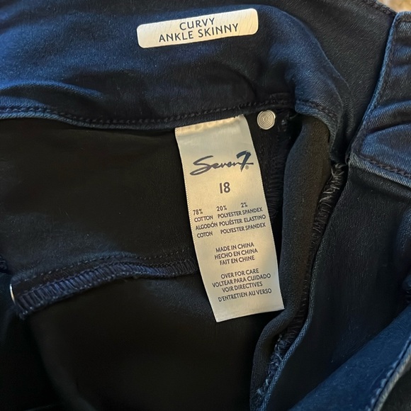 Seven7 (18) Jeans Curvy Ankle Skinny Cozy Comfy Soft Stretchy Dark Blue - Picture 6 of 7